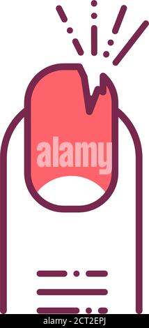 Broken nail color line icon. Correction manicure. Nail salon. Beauty industry. Pictogram for web page, promo. Stock Vector