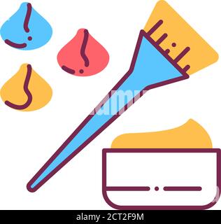 Procedure hair coloring line icon. Hairdresser service. Color palette. Beauty industry. Pictogram for web page, promo. Stock Vector