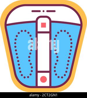 Foot bath color line icon. Pedicure electric instrument. Nail service. SPA, Beauty industry. Pictogram for web page, promo. Stock Vector