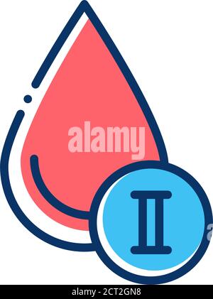 Two blood group color line icon. Donorship concept. Pictogram for web, mobile app, promo. UI UX design element. Stock Vector