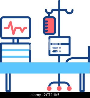 Chemotherapy line color icon. Hospital ward, intensive therapy. Medical treatment. Palliative care. Stock Vector