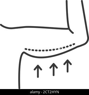 Brachioplasty black line icon. Arm lift concept. Plastic body surgery. Sign for web page, mobile app, banner, social media. Editable stroke. Stock Vector