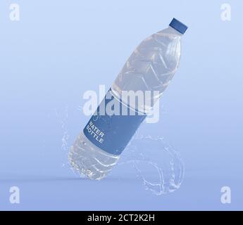 3D Illustration. Water bottle on isolated background. Realistic drinking water bottle. Stock Photo