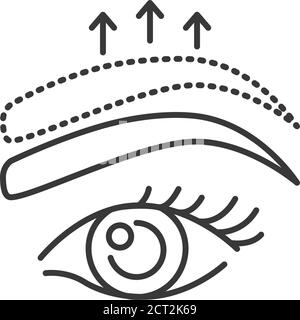 Brow lift black line icon. Cosmetic surgery. Skin care. Facial rejuvenation. Sign for web page, mobile app, banner, social media. Editable stroke. Stock Vector