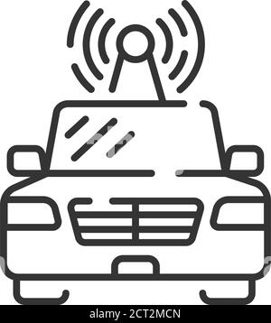 Taxi driverless black line icon. Autonomous car concept. Carriage ...