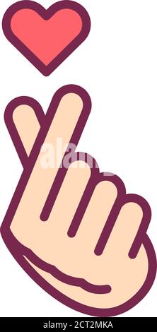 Finger Heart line color icon. Music record K-POP concept. Korean culture. Stock Vector