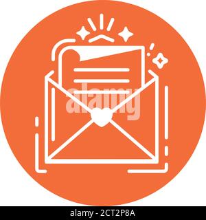Envelope with letter line color icon. Wedding invitation concept. Felicitation. Sign for web page, mobile app, banner, social media. Pictogram UI UX Stock Vector