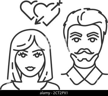 Fall in love color line icon. Successful relationship. Valentine's day. Happy couple together. Sign for web page, mobile app. Stock Vector