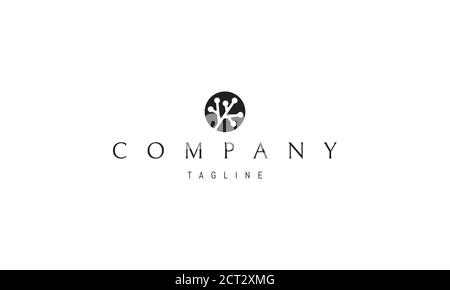 Vector logo in which an abstract image of circles connected by lines, representing cooperation. Stock Vector
