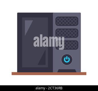 the system unit stands on the table on a white background. flat vector illustration. Stock Vector