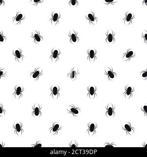 Black spider silhouette abstract halloween seamless pattern. Stock Vector