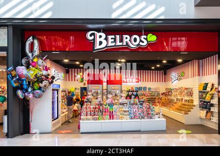Seville, Spain - September 18, 2020: Belros candy store inside of Lagoh Sevilla shopping mall in Seville (Centro Comercial Lagoh Sevilla), Andalusia, Stock Photo