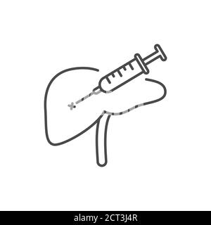 Biopsy liver black line icon. Medical and scientific concept. Laboratory diagnostics. Pictogram for web, mobile app, promo. UI UX design element Stock Vector