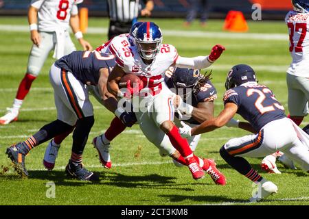 October 03, 2021: Chicago, Illinois, U.S. - Bears #48 Patrick Scales warms  up before the NFL Game