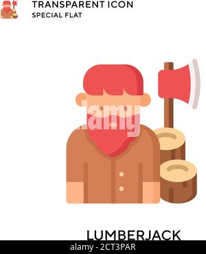 Lumberjack vector icon. Flat style illustration. EPS 10 vector. Stock Vector