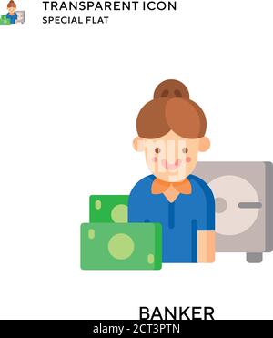 Banker vector icon. Flat style illustration. EPS 10 vector. Stock Vector