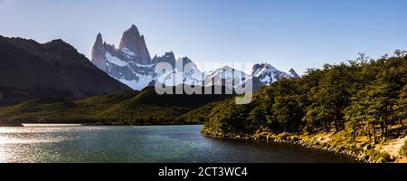 Laguna Capri and Mount Fitz Roy in evening light, El Chalten, Patagonia, Argentina, South America Stock Photo