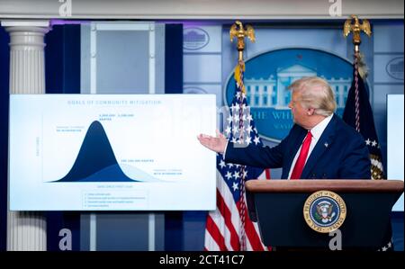 WASHINGTON DC, USA - 16 September 2020 - US President Donald J. Trump points to a reporter to take a question during a press conference Wednesday, Sep Stock Photo