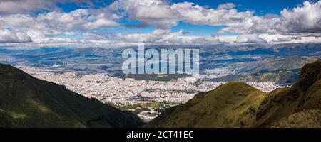 Quito panorama seen from Pichincha Volcano, Quito, Ecuador, South America Stock Photo