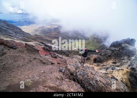 Climber on Ruminahui Volcano summit, Cotopaxi National Park, Avenue of ...