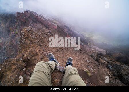 Climber on Ruminahui Volcano summit, Cotopaxi National Park, Avenue of ...