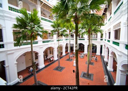 Tourists and Guests Shopping at Raffles Courtyard, Singapore, Southeast Asia Stock Photo