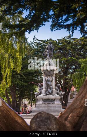 BMXing in Plaza de Armas, Punta Arenas, Magallanes and Antartica Chilena Region, Chilean Patagonia, Chile, South America Stock Photo