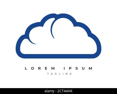 Simple Cloud Logo Design Vector Template Solid Shape Stock Vector