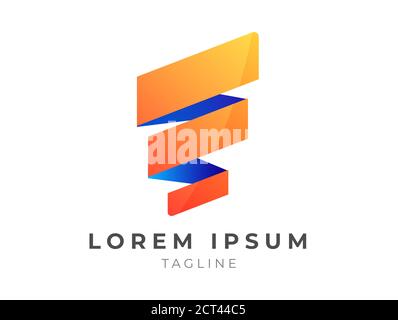 Ribbon Abstract Colorful Logo Design Template Editable and Reusable Stock Vector