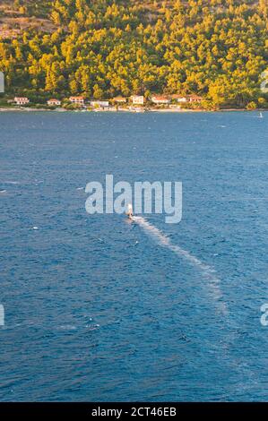 Windsurfer in Korcula Town, Korcula Island, Dalmatia (Dalmacija), Croatia Stock Photo