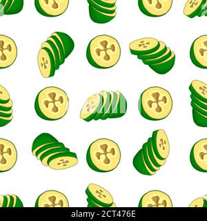 Illustration on theme big colored seamless feijoa, bright fruit pattern for seal. Fruit pattern consisting of beautiful seamless repeat feijoa. Simple Stock Vector