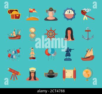 collection of icons columbus day vector illustration design Stock Vector