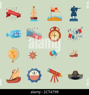 bundle of columbus day icons vector illustration design Stock Vector