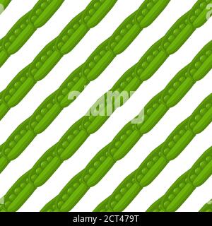 Illustration on theme of bright pattern green peas, vegetable pod for seal. Vegetable pattern consisting of beautiful green peas, many light pod. Simp Stock Vector