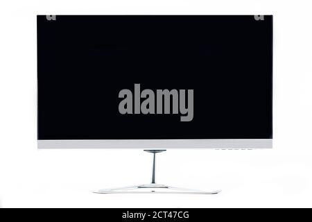 Modern flat computer blank screen monitor isolated on white background. Front view Stock Photo