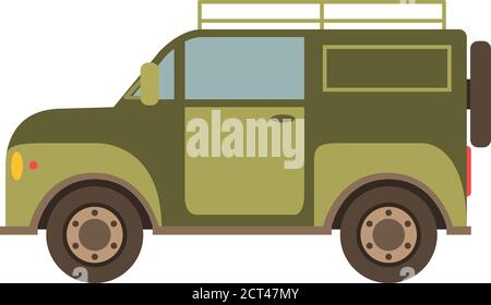 Off-road car suv in flat style a vector.The vehicle for trips and travel on the woods and bad roads. Stock Vector