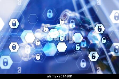 Server security data protection concept 2021. Stock Photo