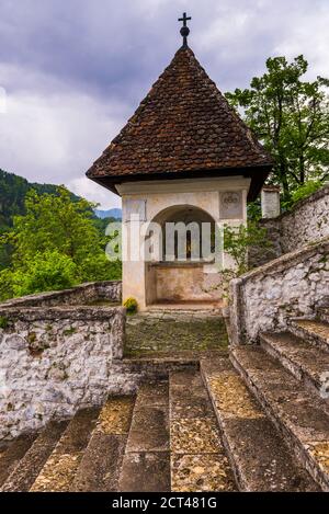 Shrine on Lake Bled Island, Bled, Gorenjska, Upper Carniola Region, Slovenia, Europe Stock Photo