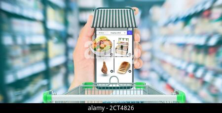 new normal Futuristic Technology in smart retail industrial concept using artificial intelligence, machine learning, digital twin, 5g, augmented mixed Stock Photo
