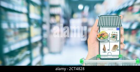 new normal Futuristic Technology in smart retail industrial concept using artificial intelligence, machine learning, digital twin, 5g, augmented mixed Stock Photo