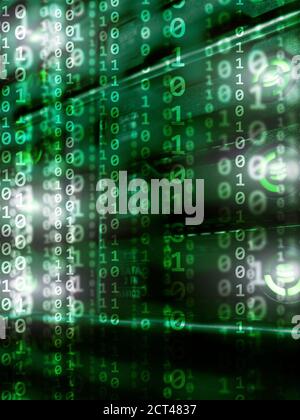 Blue binary code background. computer data transfer concept. Stock Photo