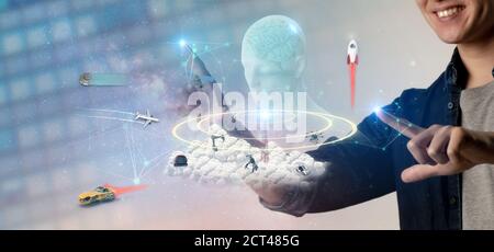 Futuristic technology trend concept of smart artificial intelligence. Ai using for create ,develop multi task of skill in many field to helping humans Stock Photo