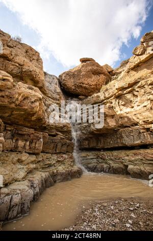 Ein Gedi national park. The Hidden Waterfall in Wadi Arugot [Arugot Stream]. The Arugot Stream is one of the only two streams at the center of the Jud Stock Photo