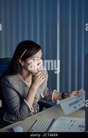 Project manager working with interface layouts Stock Photo