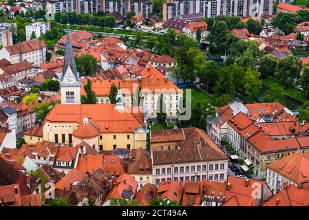 View from Ljubljana Castle of Ljubljana Old Town, Slovenia, Europe Stock Photo