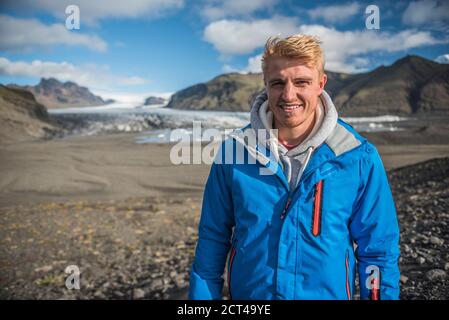 Portrait on a man in Skaftafell National Park, South Region of Iceland (Sudurland), Europe Stock Photo