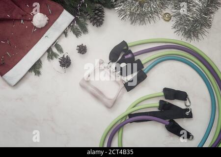 Merry Christmas greeting card and sports lifestyle concept Stock Photo