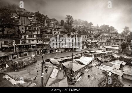 View of terraced houses in the market area, Masuleh, Gilan Province, Iran Stock Photo