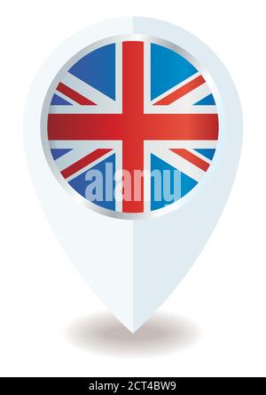 Flag of the United Kingdom, location icon For Multipurpose, United Kingdom of Great Britain and Northern Ireland. Stock Vector