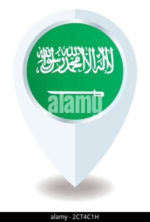 Flag of Saudi Arabia, location icon For Multipurpose, Kingdom of Saudi Arabia. Stock Vector